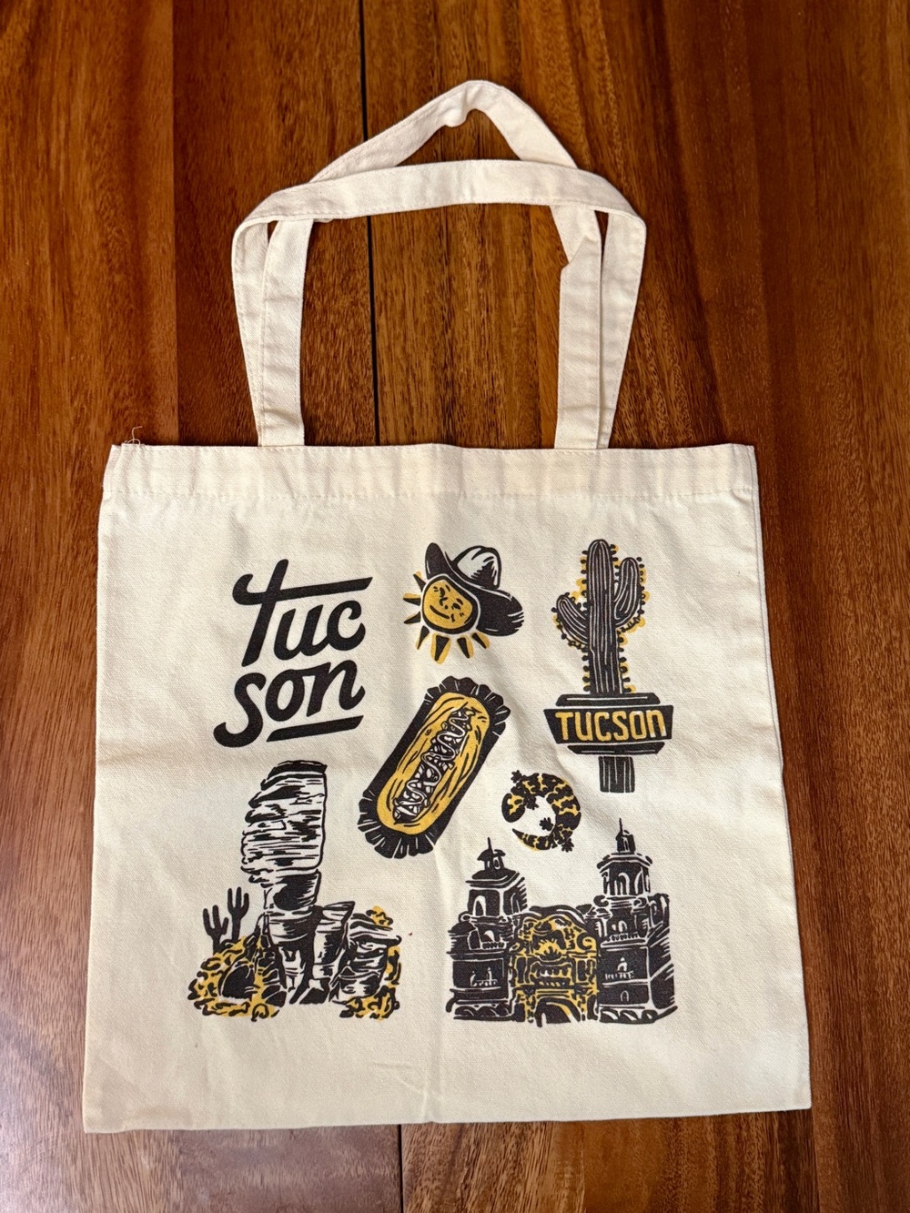 Tucson, Arizona Graphic Cotton Tote Bag - Cream